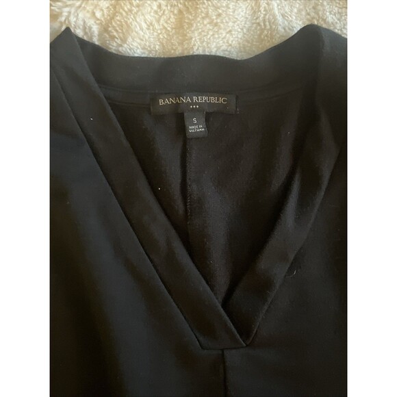 Banana Republic Black V Neck Stretch Striped Cinch Waist Tank Dress Size S - Picture 2 of 4